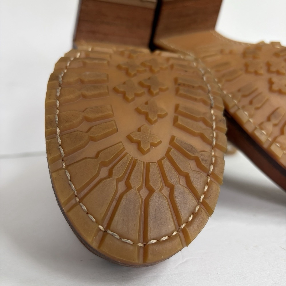 Vintage Frye Sabrina 6G Lace Up Boot 7.5 Saddle Leather Made USA Vibram Lug Heel - Picture 13 of 16